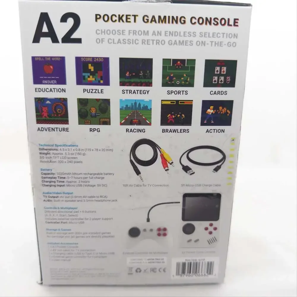 Shockwave A2 Pocket Gaming Console with 200 Classic Games and Controller